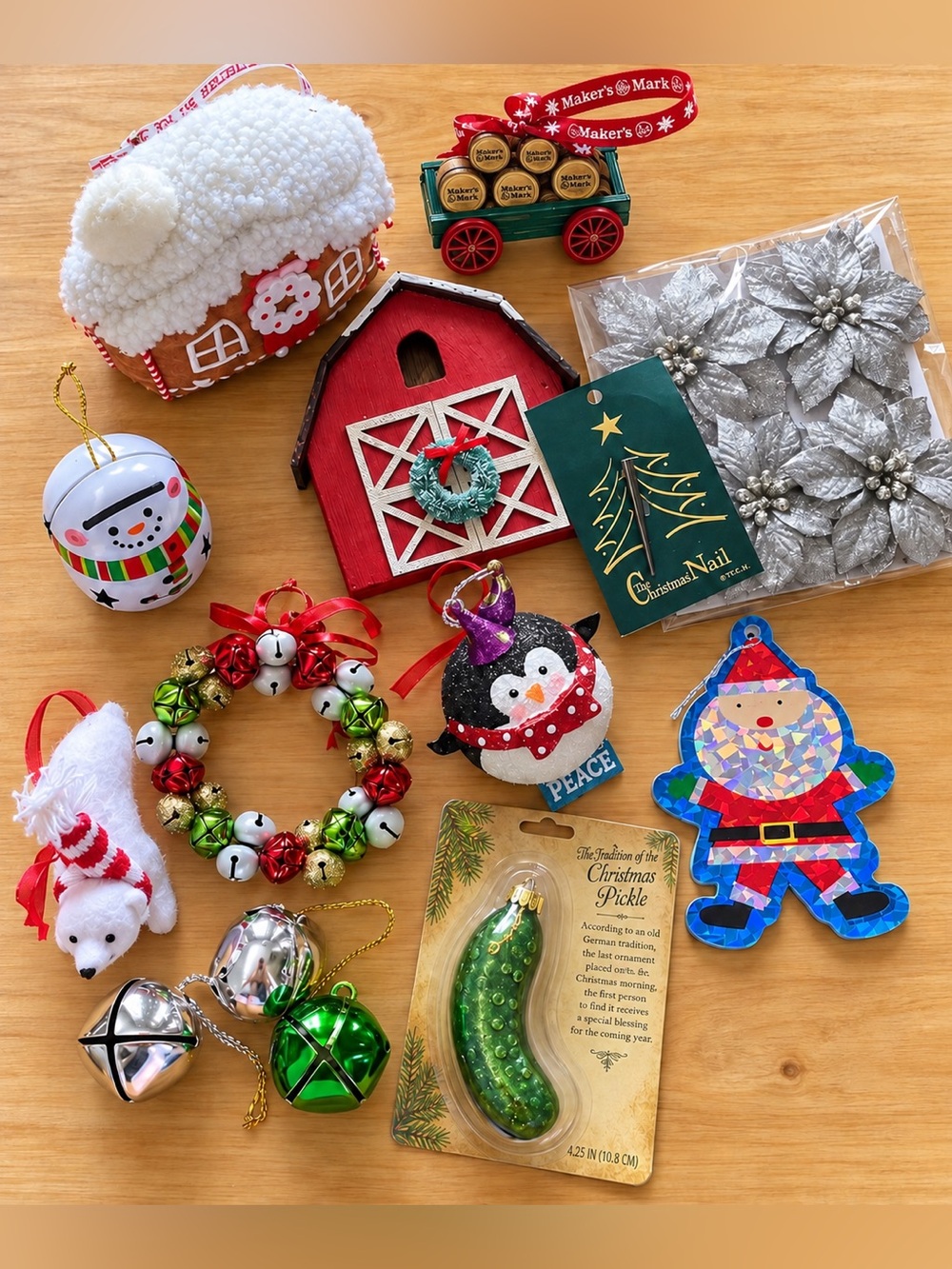 Christmas Ornament Lot Maker’s Mark Wagon Christmas Nail Pickle & More Tree